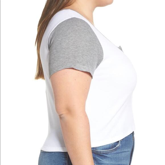 BP Baby Tee Contrast Sleeve Shrunken Top - Picture 4 of 9